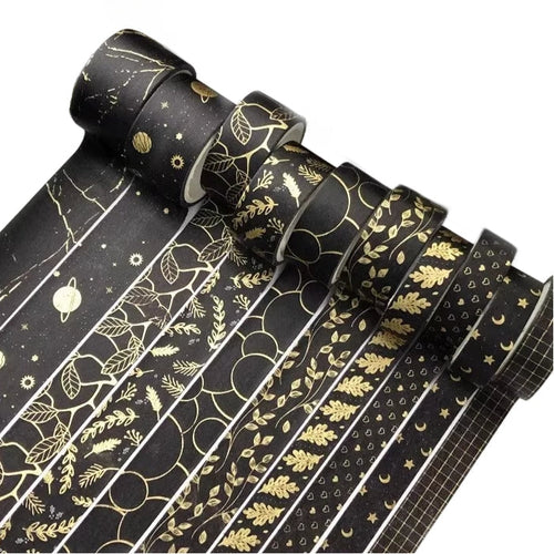 Black Decorative Washi Tape 12 Rolls Gift Set