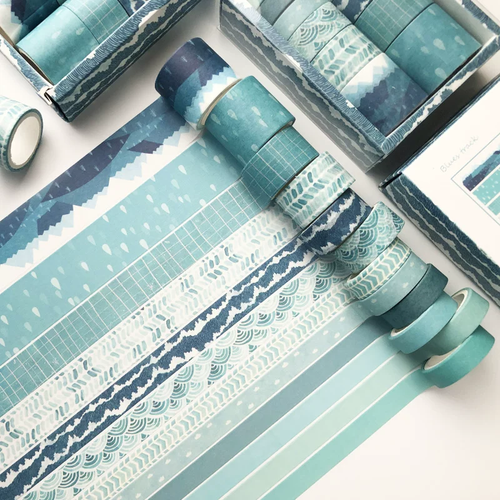 Blue Washi Tape 12 Rolls Gift Set