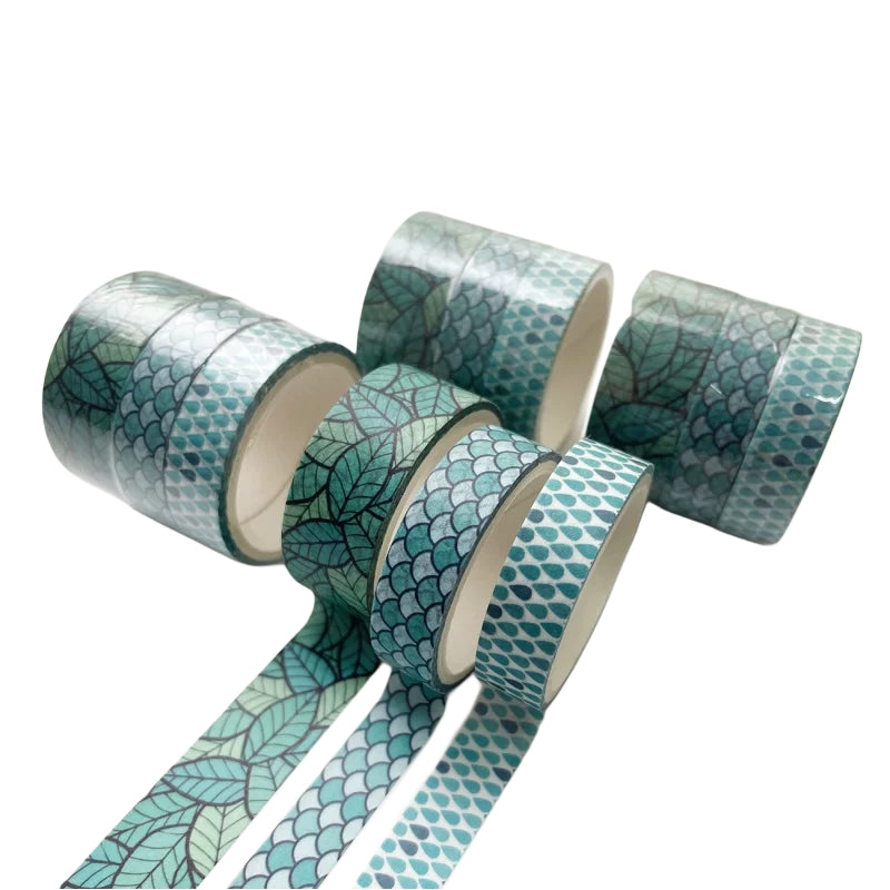 Green Japanese Motif Washi Tape 3 Rolls Set