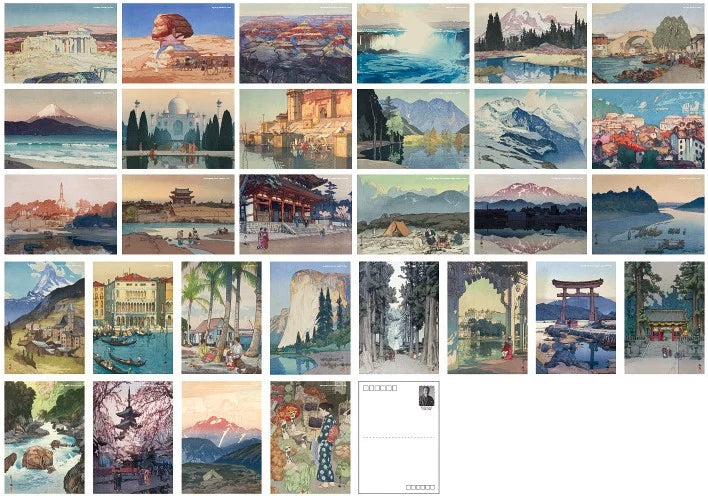 Collection of scenic paintings arranged in a grid.
