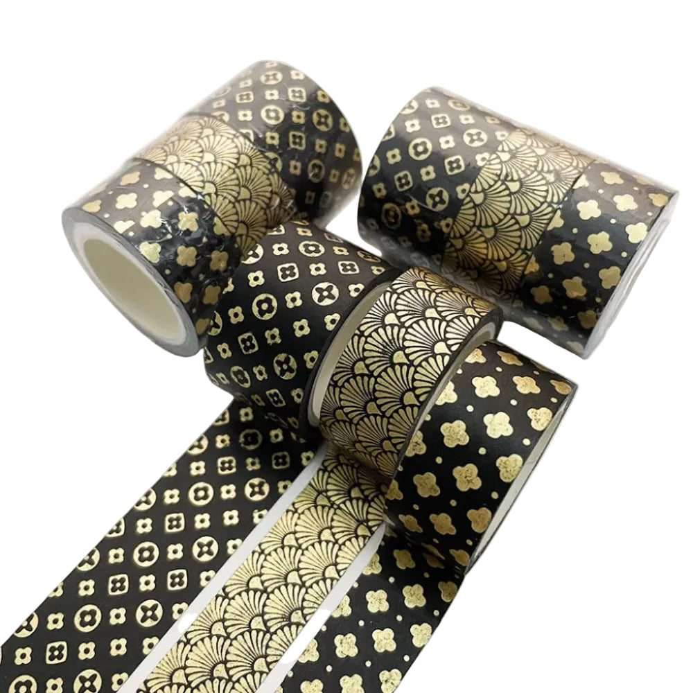 Hosho Black & Gold Foil Washi Tape 3 Rolls Set