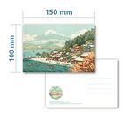Product illustration with dimensions and two views of a scenic design.