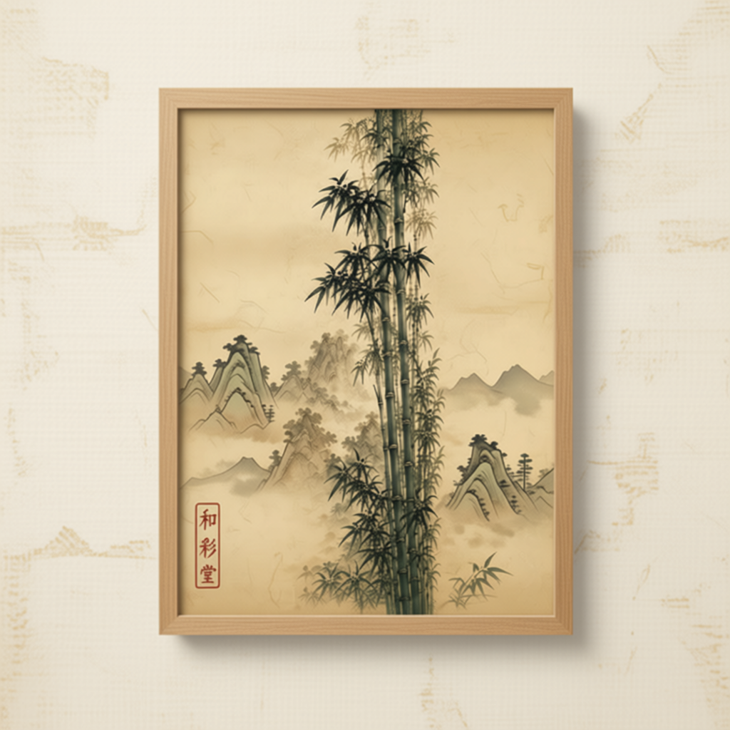 Bamboo Ink Wash Painting Printable Wall Art