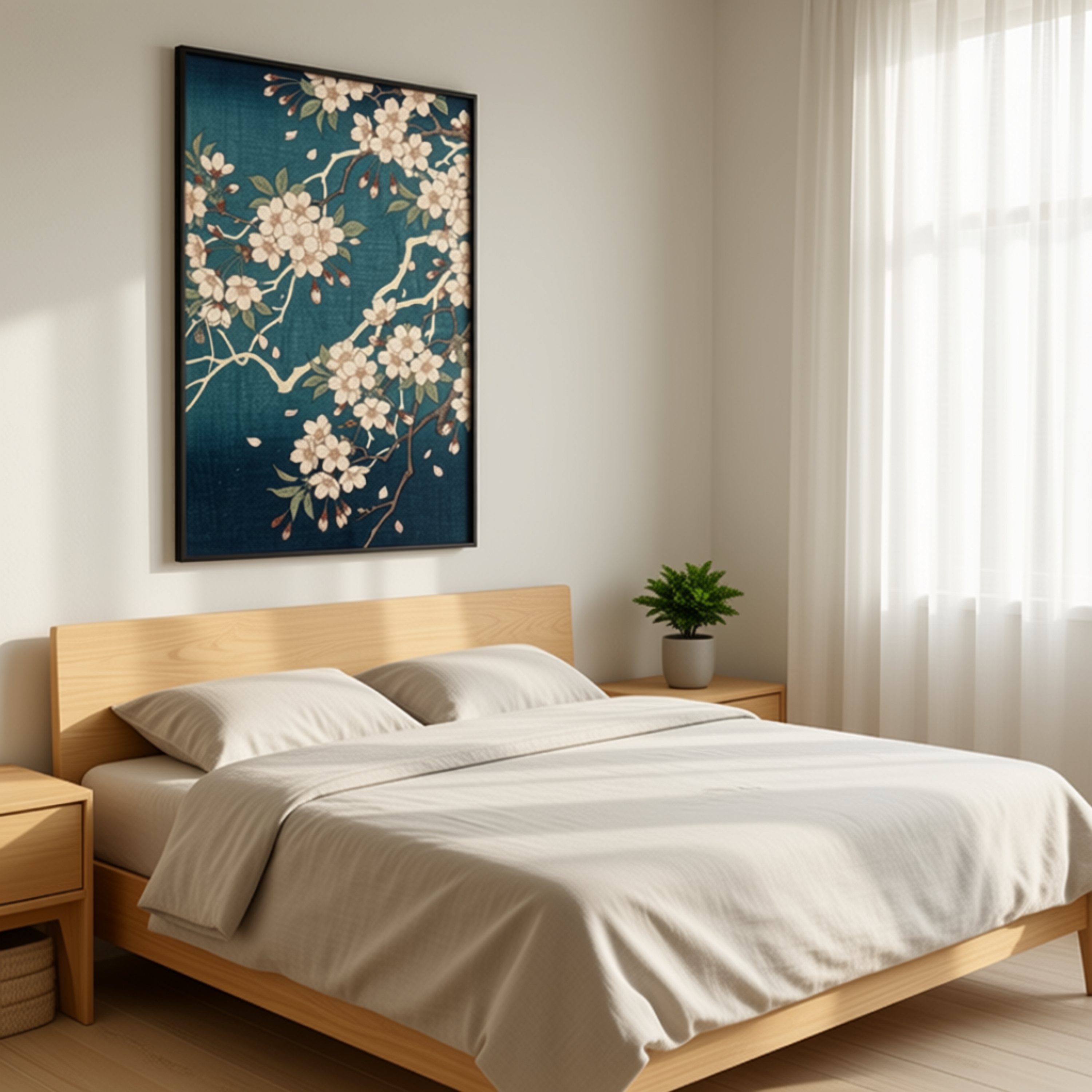 Japanese Cherry Blossom Woodblock Printable Wall Art