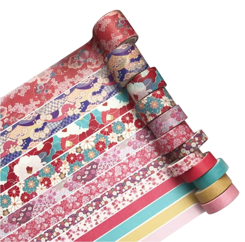 Japanese Floral Decorative Washi Tape 12 Rolls Gift Set