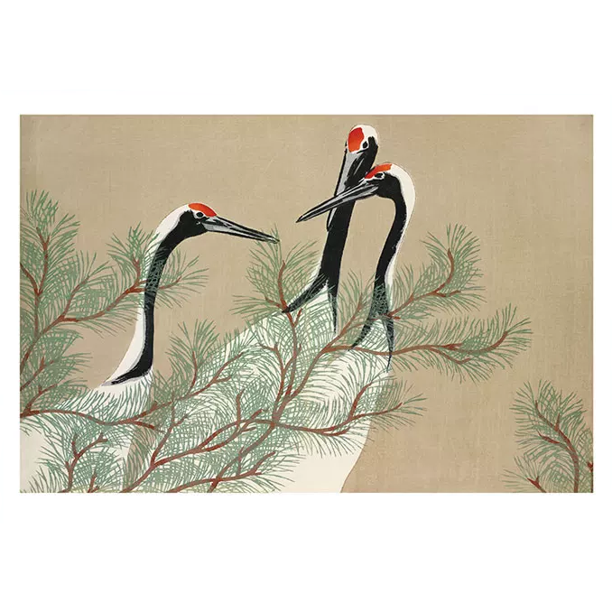 Kamisaka Sekka Ukiyo-e Zen Style Canvas Print Cranes