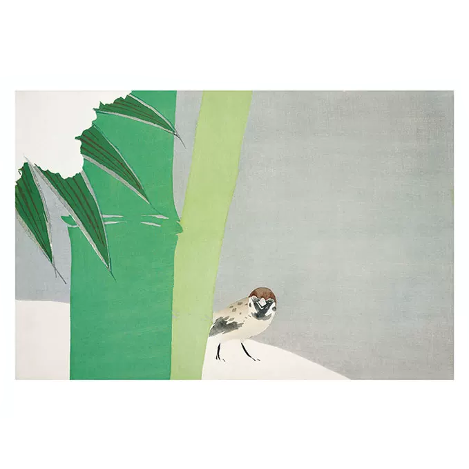Kamisaka Sekka Ukiyo-e Zen Style Canvas Print Sparrow and Bamboo in Snow