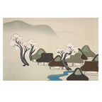 Kamisaka Sekka Ukiyo-e Zen Style Canvas Print Village with Cherry Blossoms
