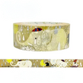 A roll of decorative washi tape with a whimsical elephant illustration, shown above a flat strip of the same tape on a white background.