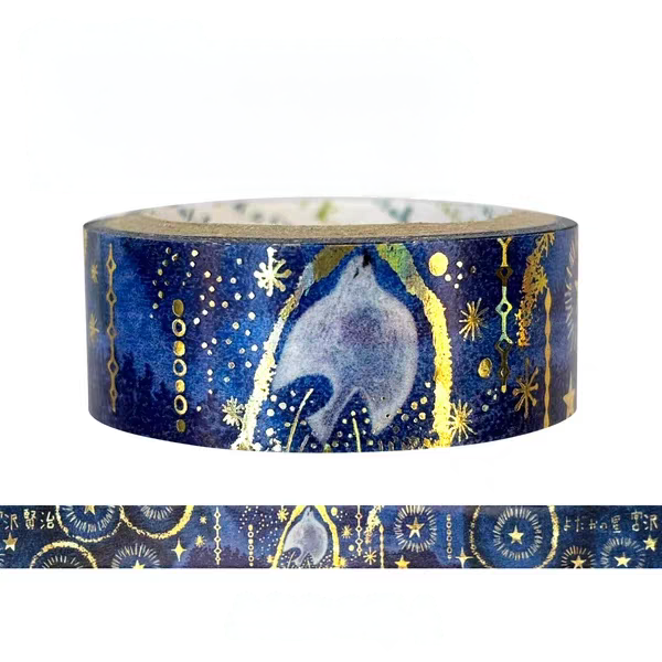 Decorative tape with celestial design on a white background
