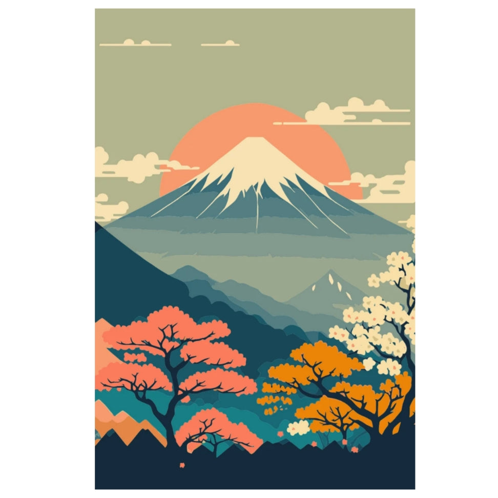 Mount Fuji Blossom Unframed Canvas Print
