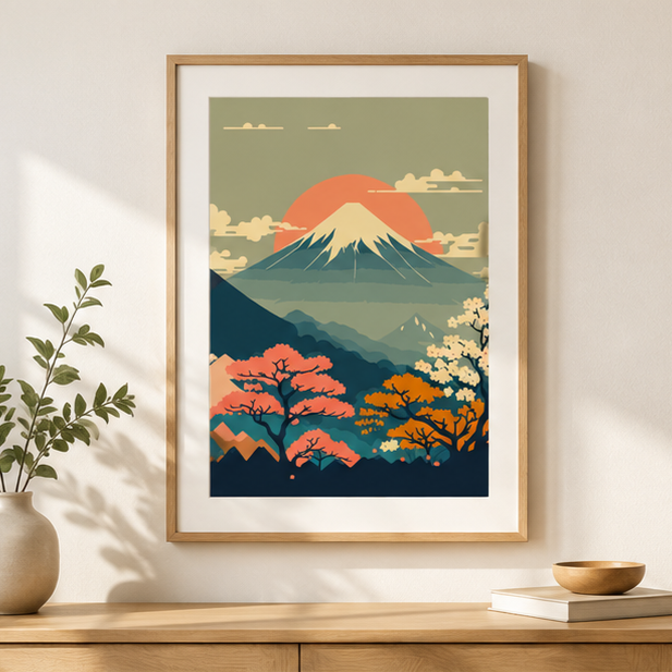 Mount Fuji Blossom Unframed Canvas Print
