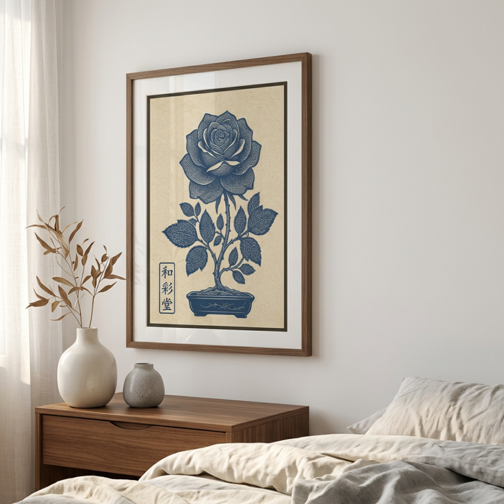 Indigo Rose Bonsai Printable Wall Art