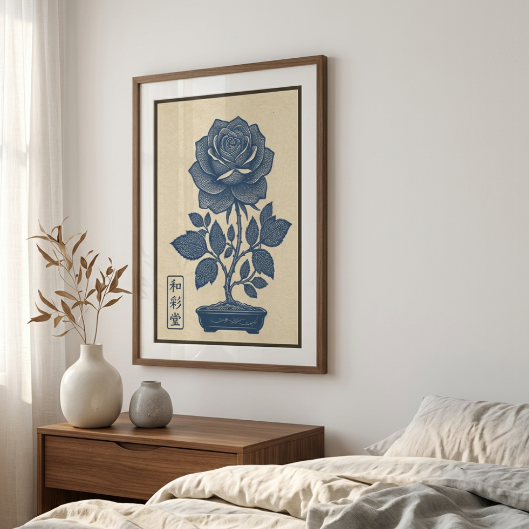 Indigo Rose Bonsai Printable Wall Art
