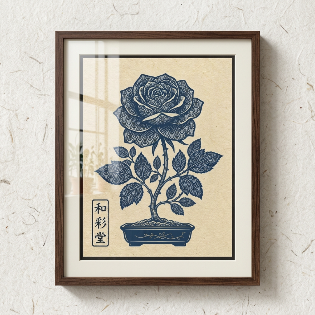 Indigo Rose Bonsai Printable Wall Art