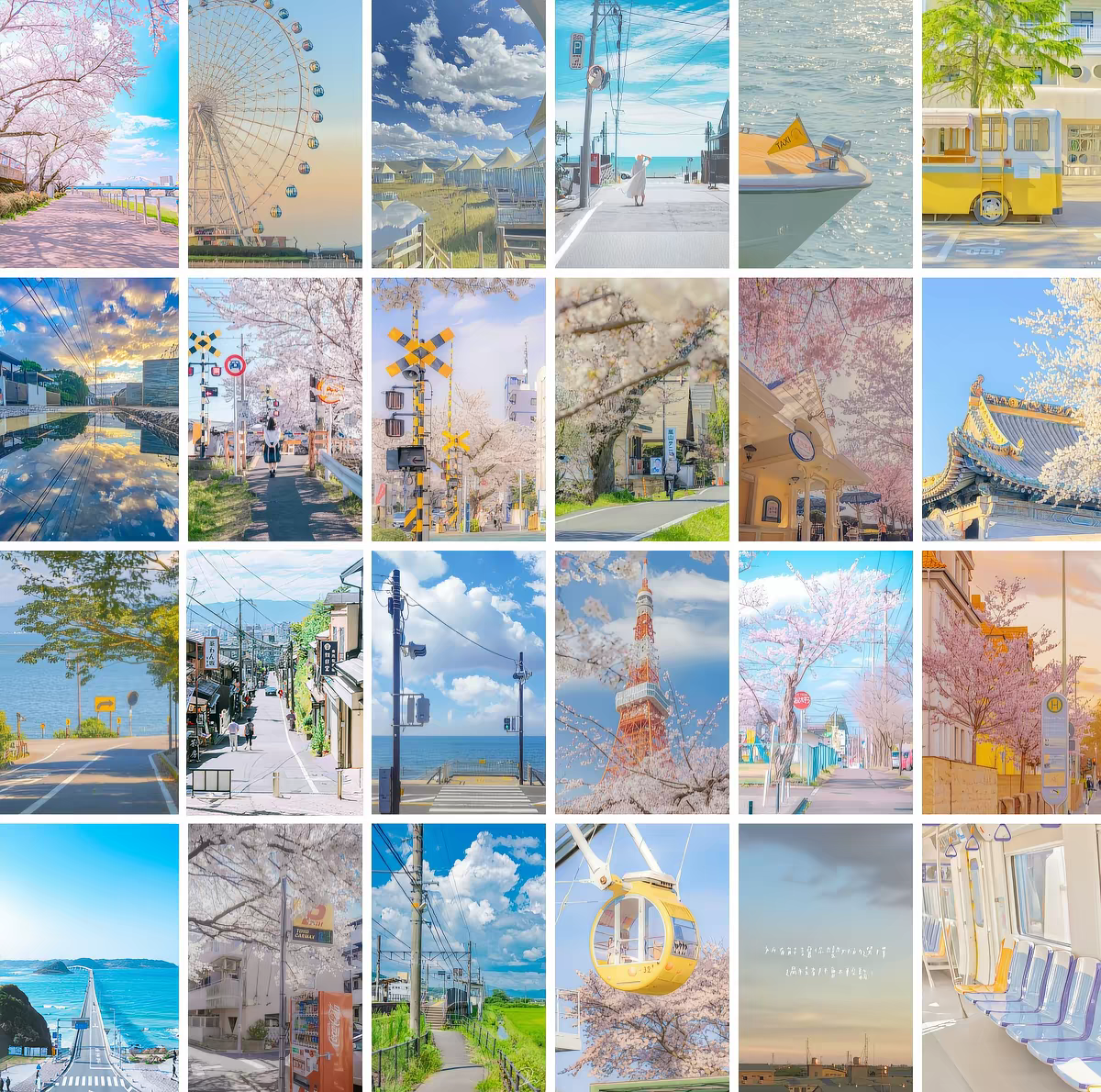 Spring Japan & Sakura Postcards 24 Piece Set