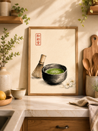 Japanese Matcha Tea Ceremony Watercolor Printable Wall Art