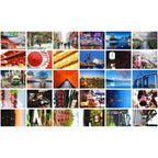 Collage of various scenic and urban images on a white background