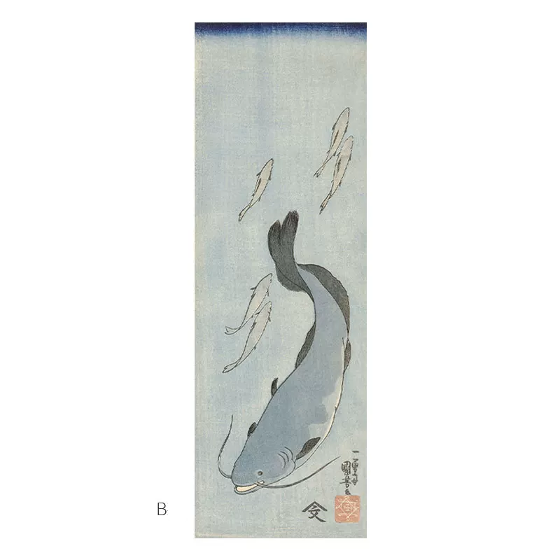 Traditional Japanese artwork of a fish with a minimal background