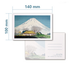 Product illustration with Mount Fuji design, dimensions, and front and back views.