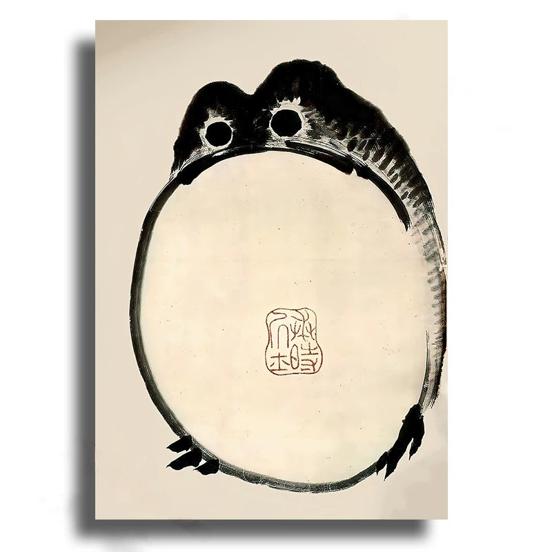 Black ink drawing of a penguin on beige paper